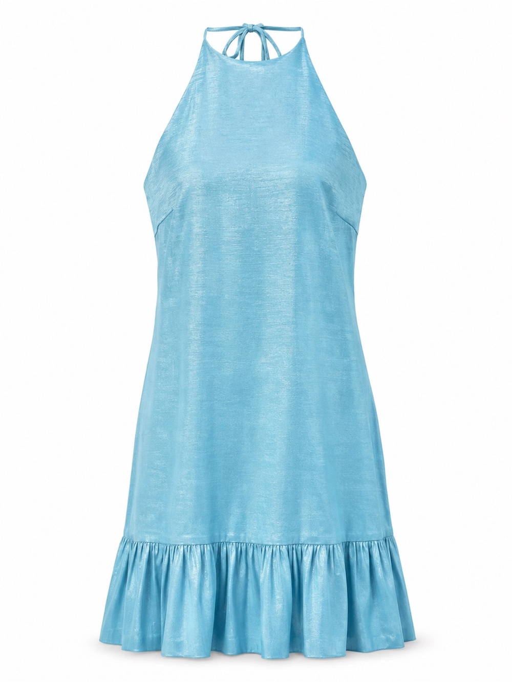 BABY PINK Blue Halter Ruffle Hem Mini Dress Women’s Size M